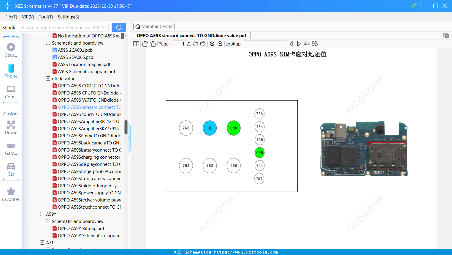 OPPO A59S Simcard Connect TO GNDdiode Value